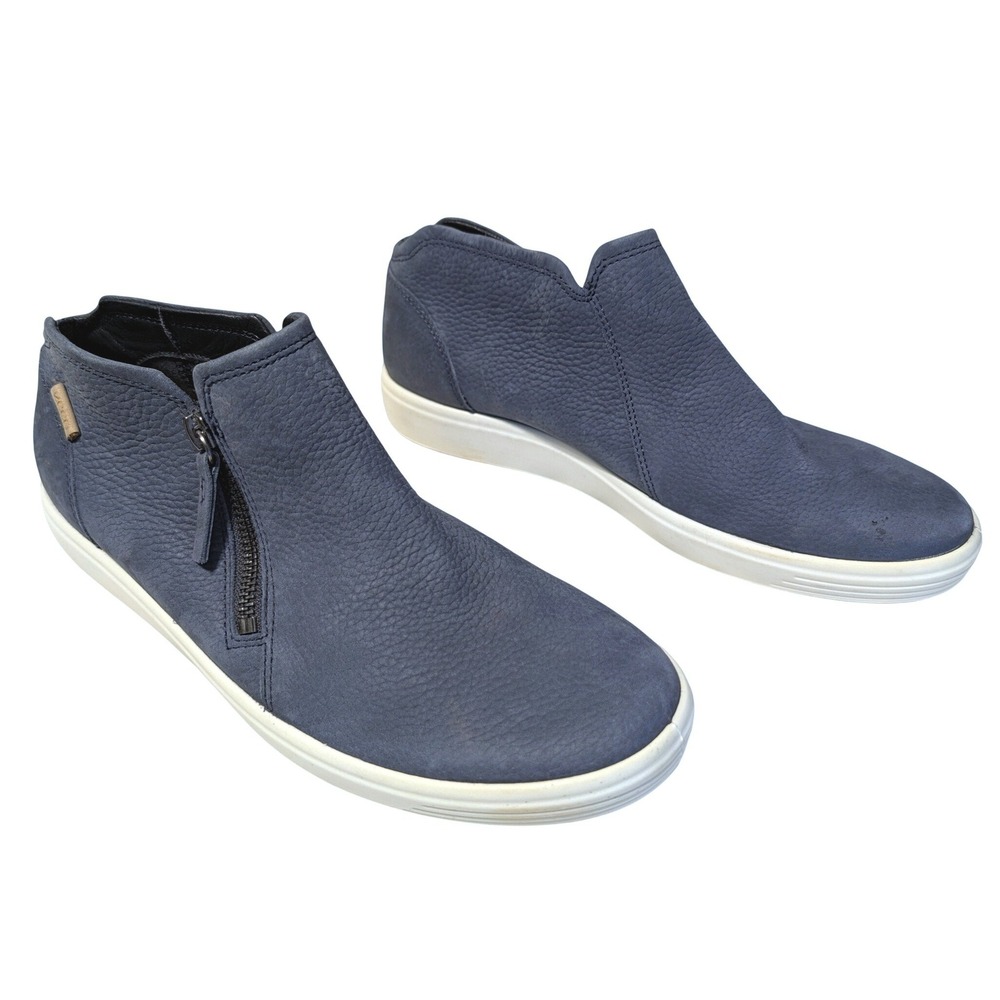 ECCO Soft 7 Women's Nubuck Zip Bootie Low Bootie Marine Blue EU 41 / US 10-10.5